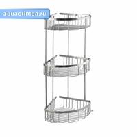 Полочка 22см тройная угловая овальная, решетка АНТИВАНДАЛЬНАЯ из нерж стали марки SUS 304